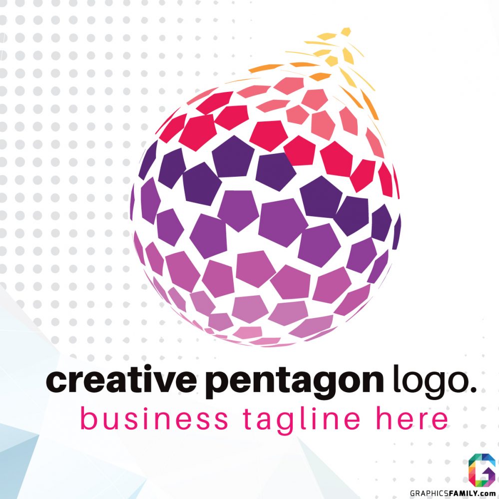 Colorful pentagon logo design Royalty Free Vector Image
