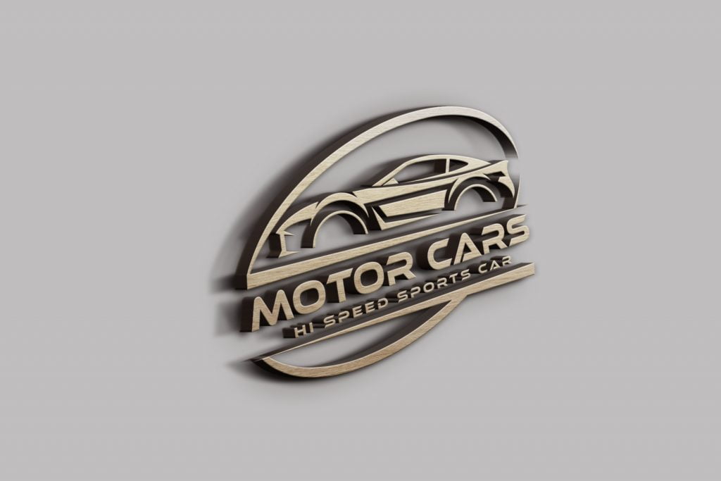 Speed Sports Car Logo Template 3D wall mockup