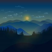Vector Illustration foggy morning mountain view