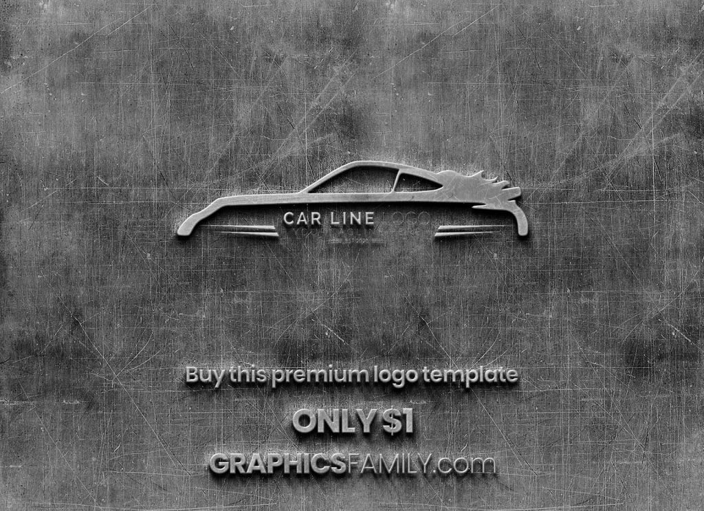 car-line-logo-template-3d-metal-mockup