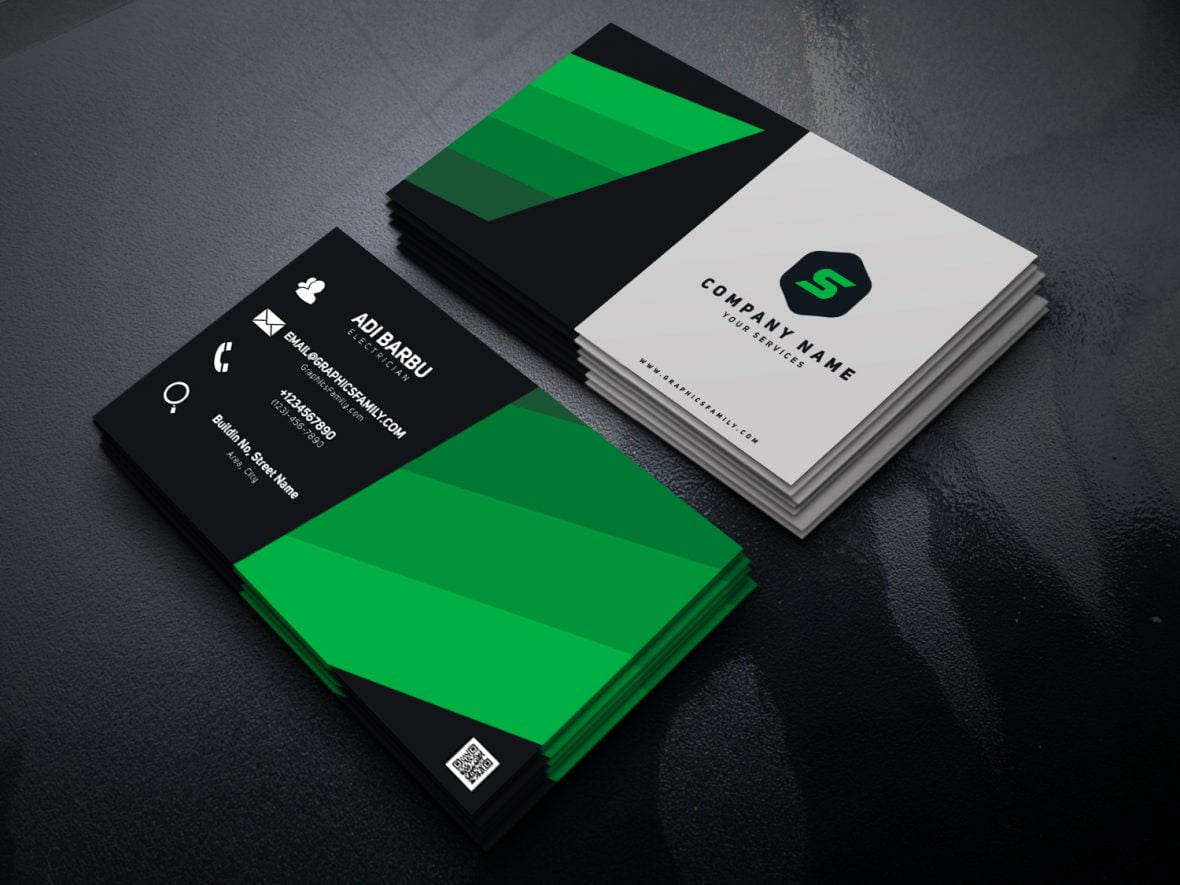 Electrician PSD Business Card Template – GraphicsFamily With Business Card Size Template Psd