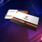 Elegant Orange, Black and White Business Card .PSD Template