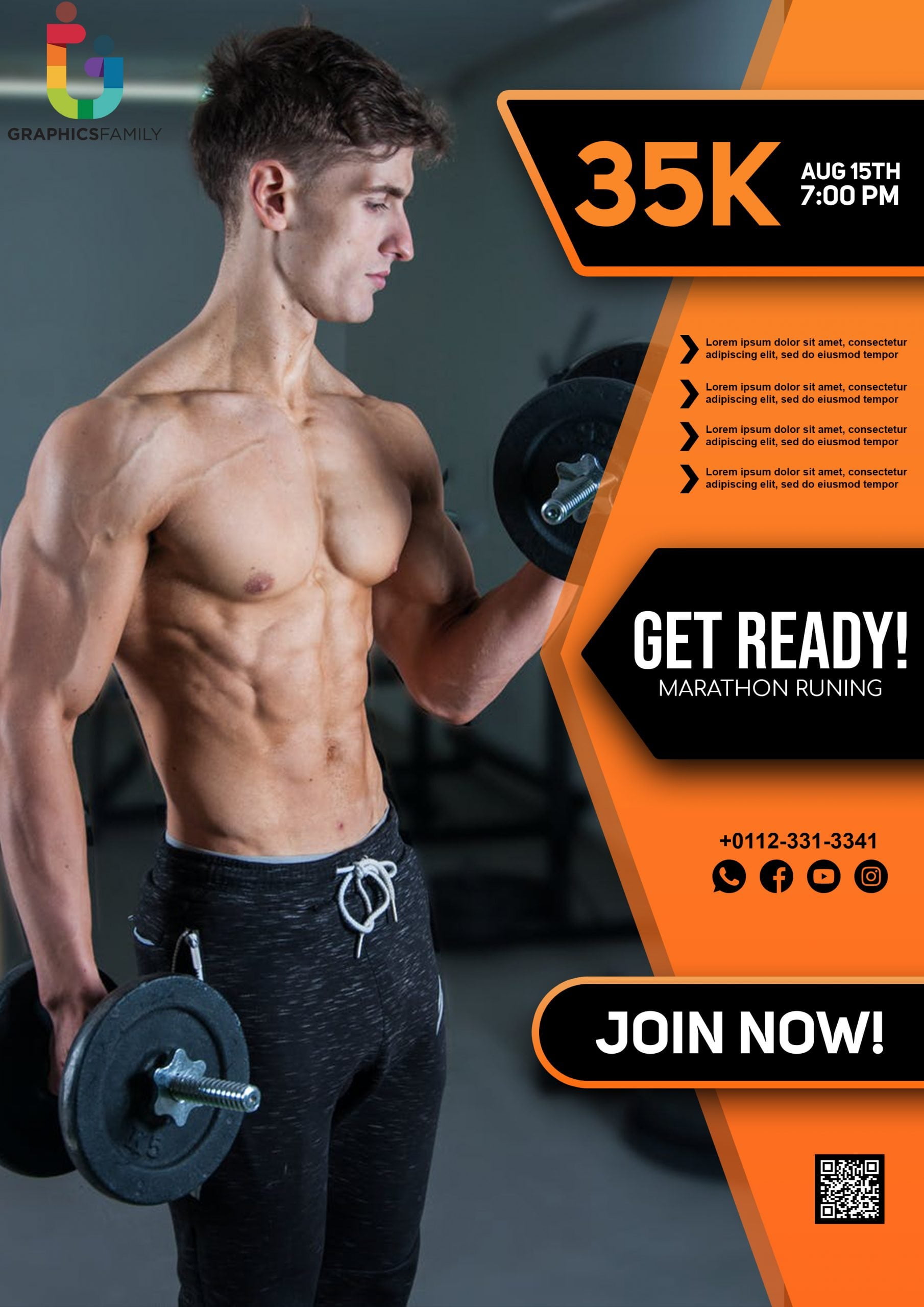 Fitness .PSD Flyer Template GraphicsFamily