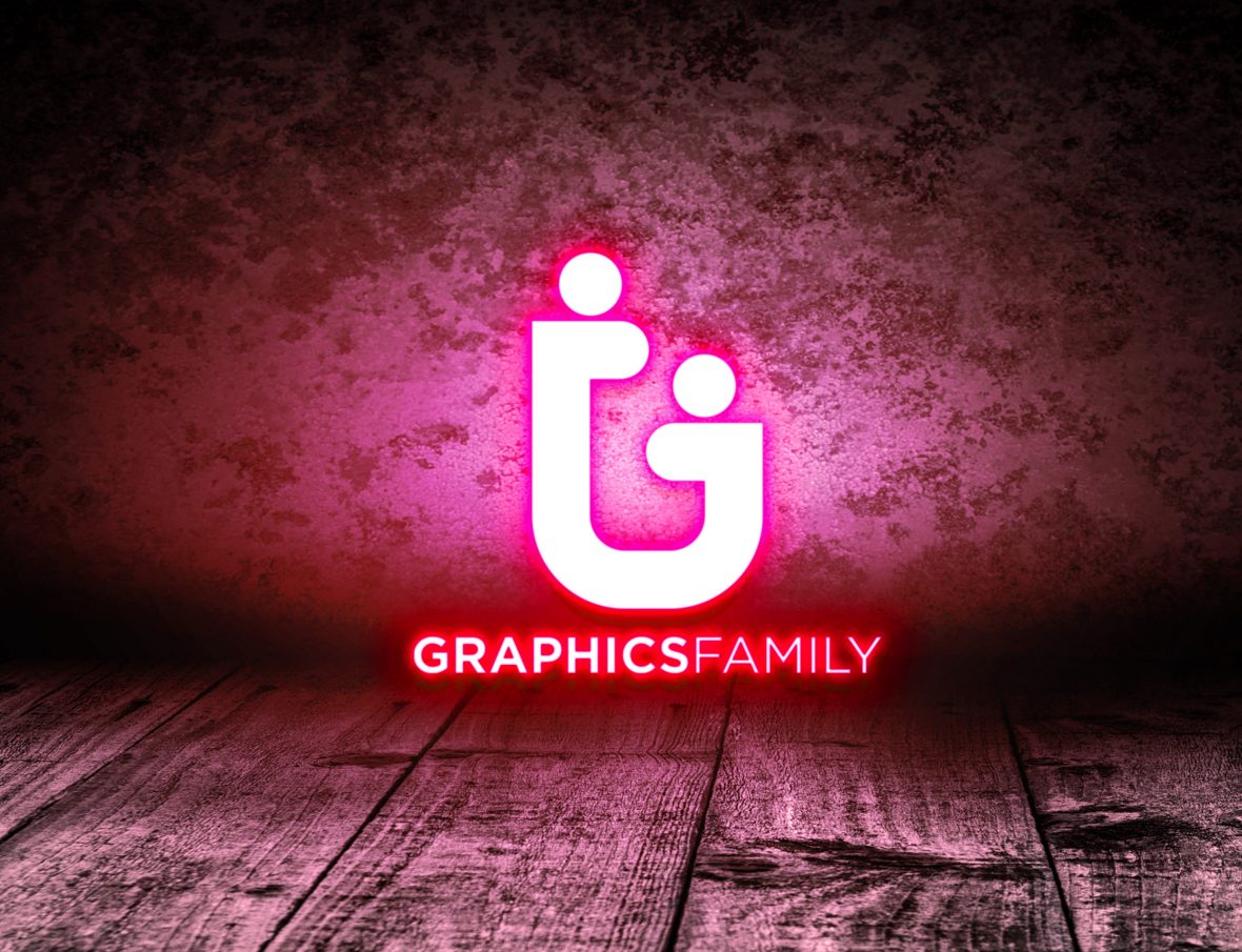 Download Free PSD Neon Lights Logo MockUp - GraphicsFamily