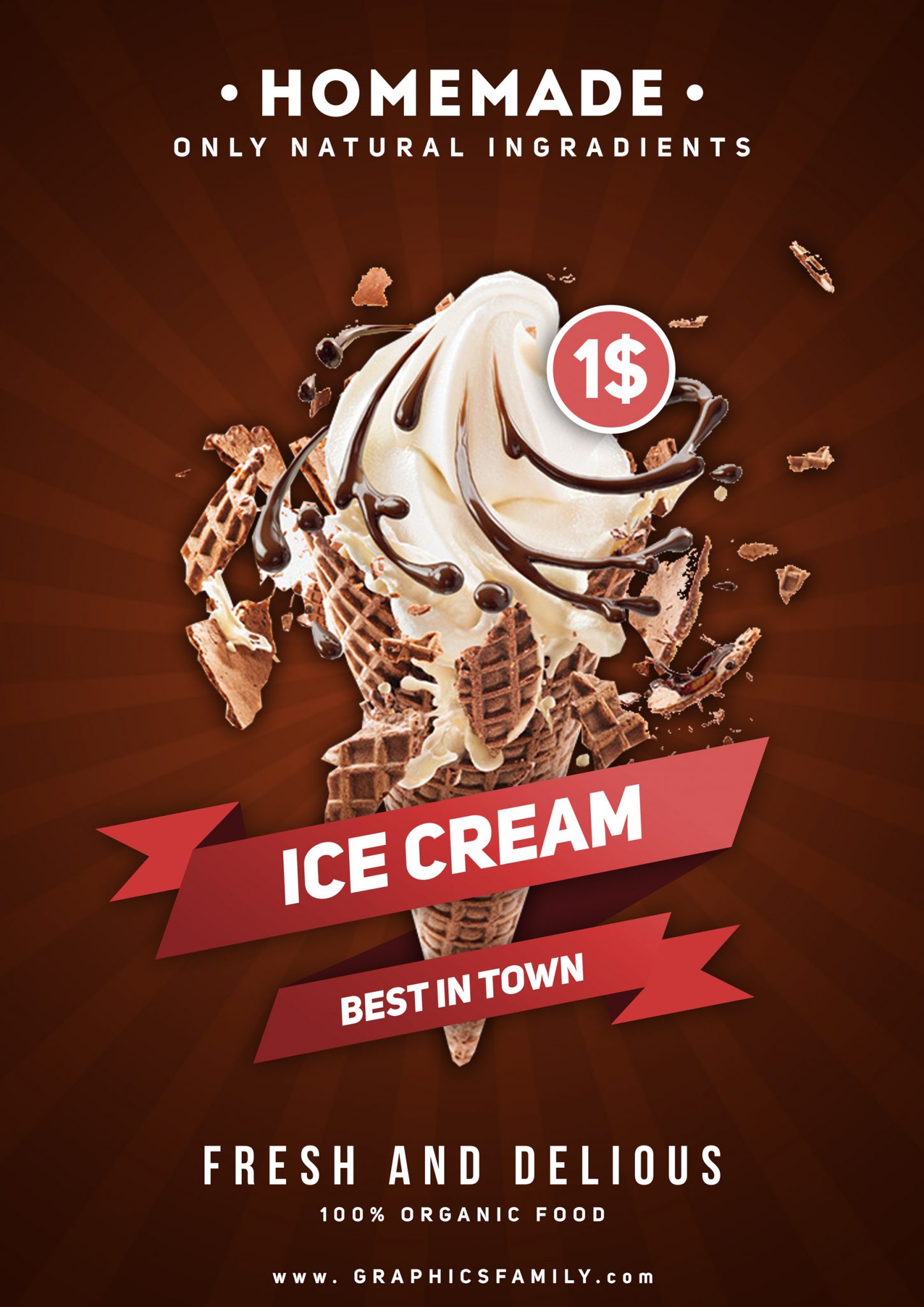 Ice Cream Flyer Design GraphicsFamily