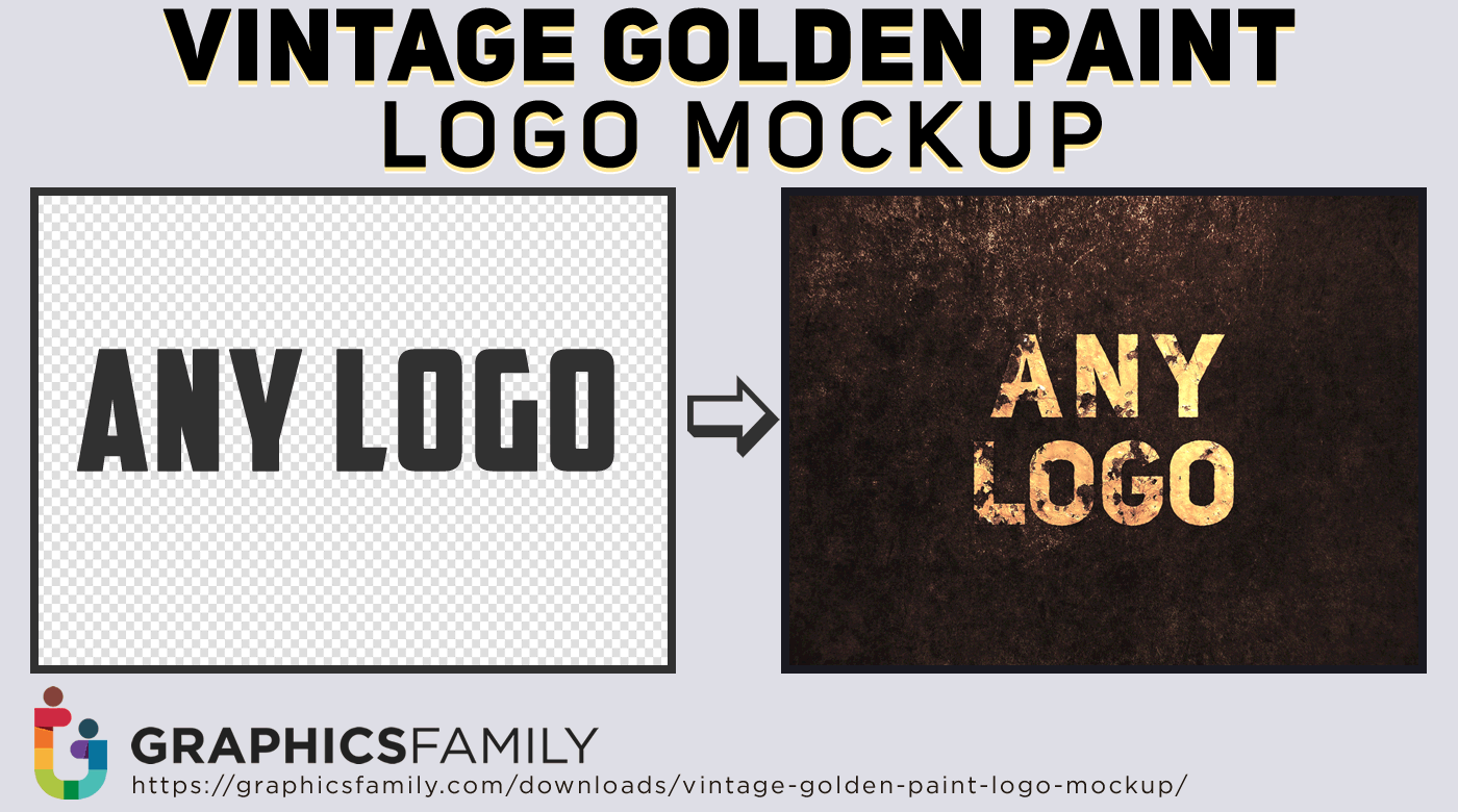 Free Vintage Golden Paint Logo MockUp Download