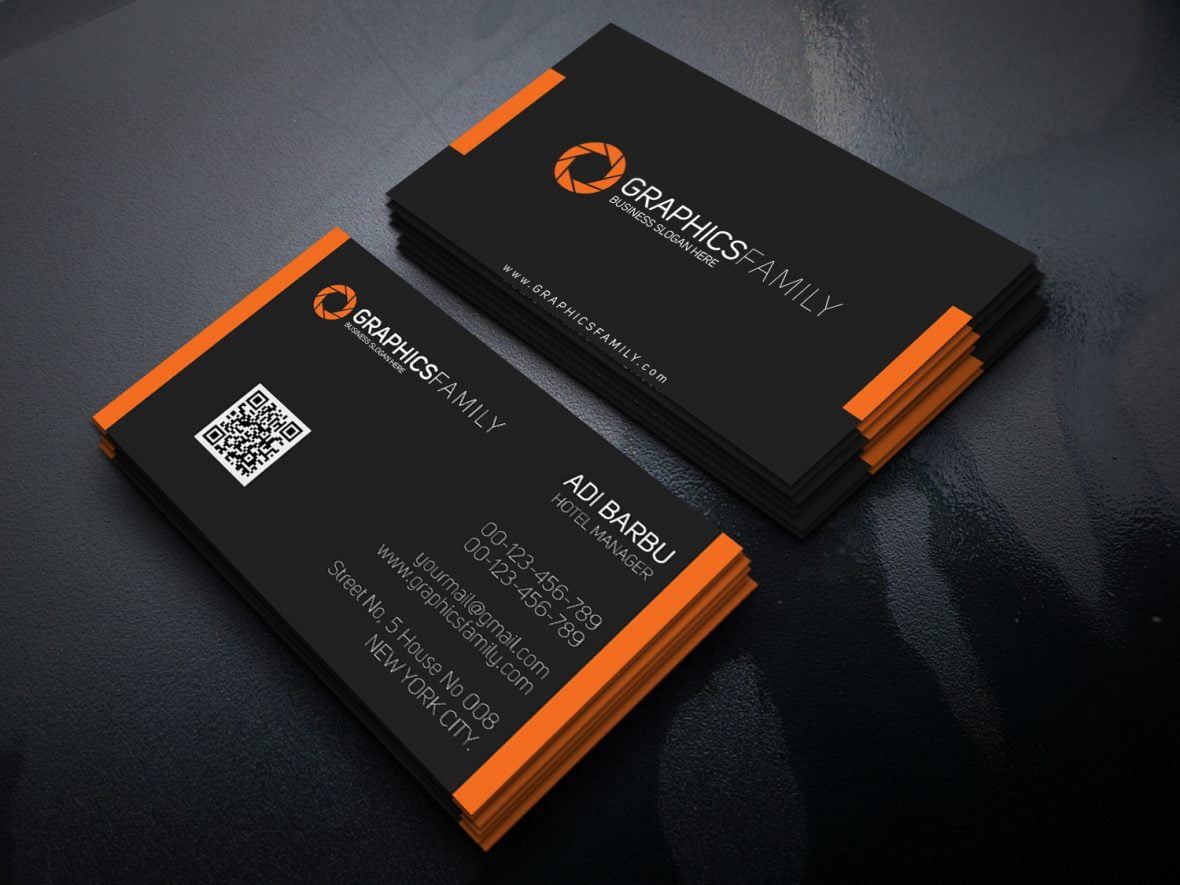 Hotel Manager PSD Business Card Template – GraphicsFamily In Business Card Size Template Photoshop