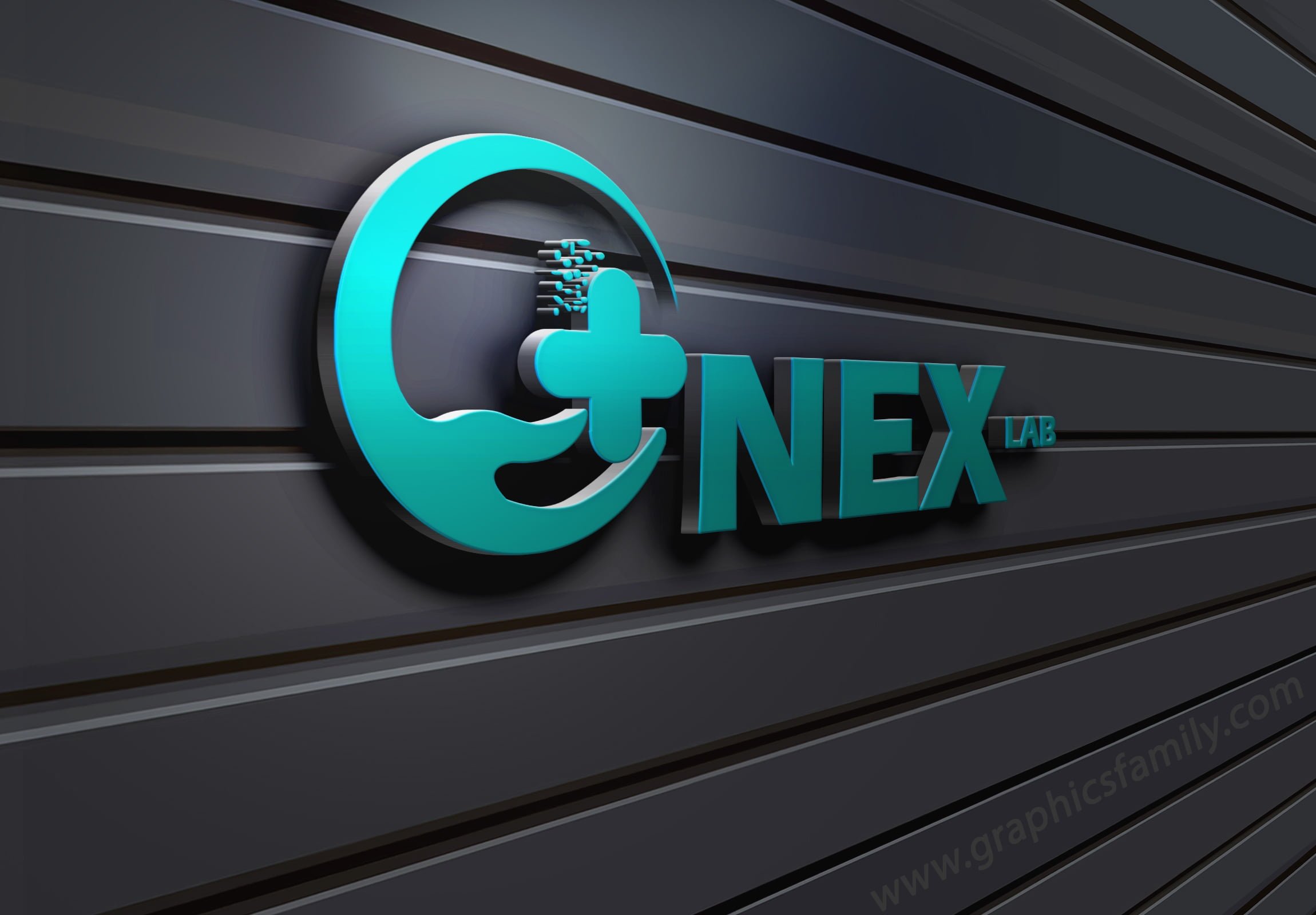 full color 3d wall logo mockups