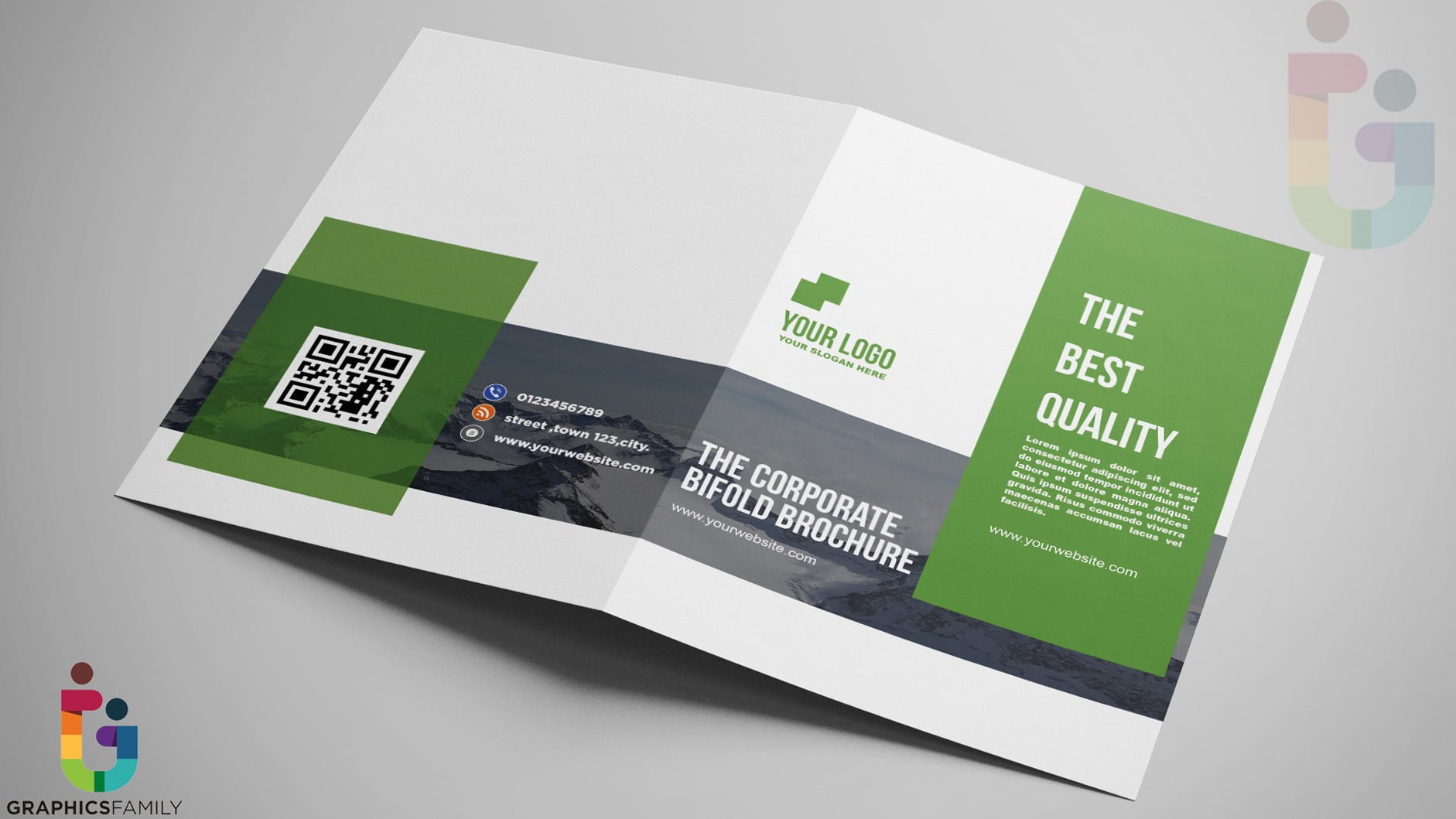 Freepiker Business Bi Fold Brochure With Green Elemen - vrogue.co