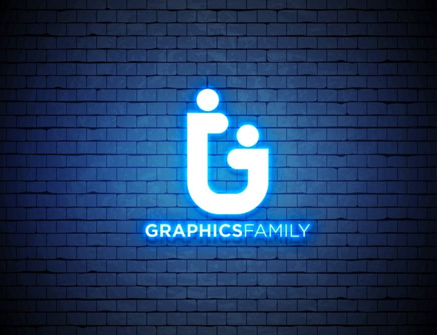 Free PSD Neon Lights Logo MockUp – GraphicsFamily
