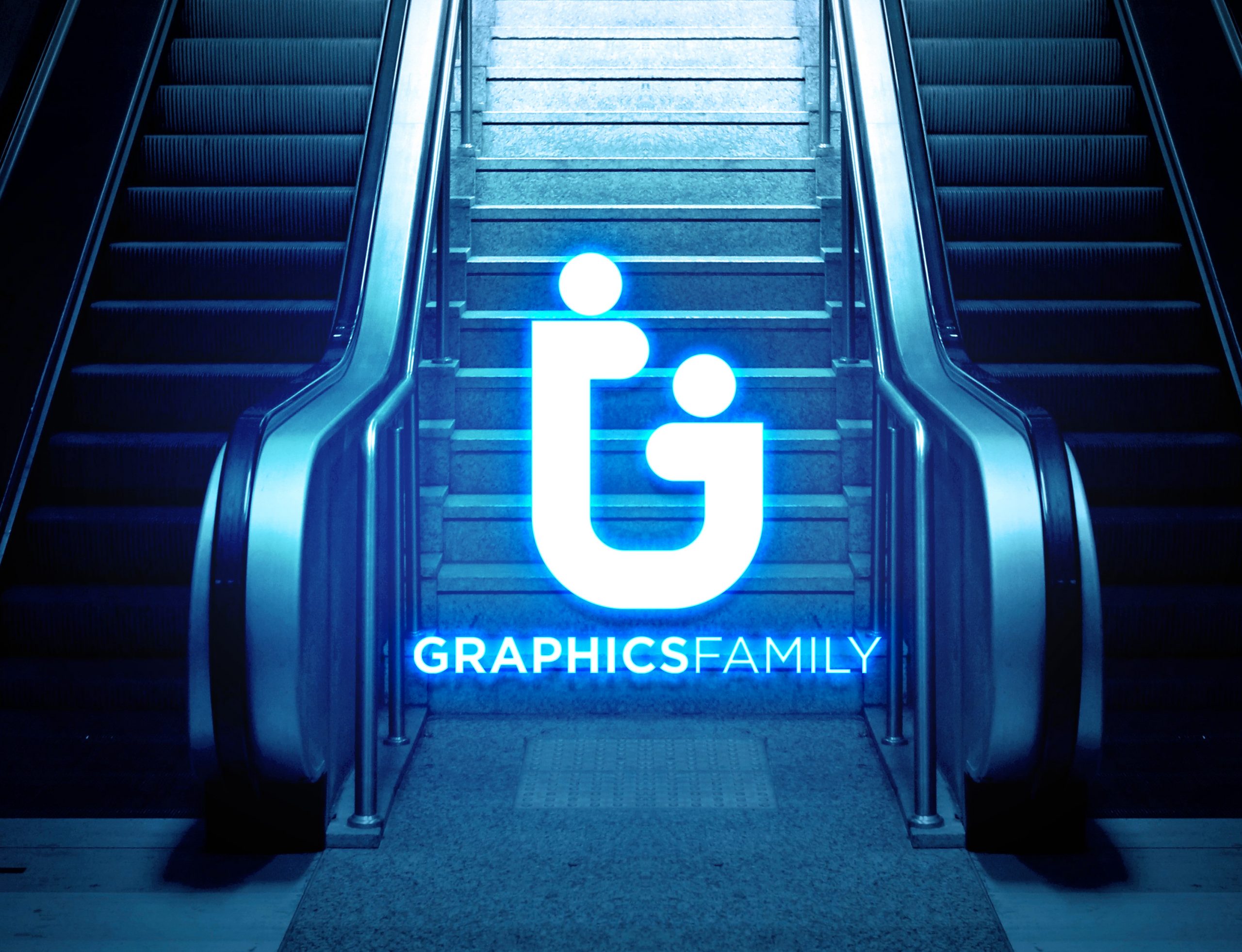 Free PSD Neon Lights Logo MockUp - GraphicsFamily