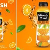 100% Natural Juice Advertising .PSD Design