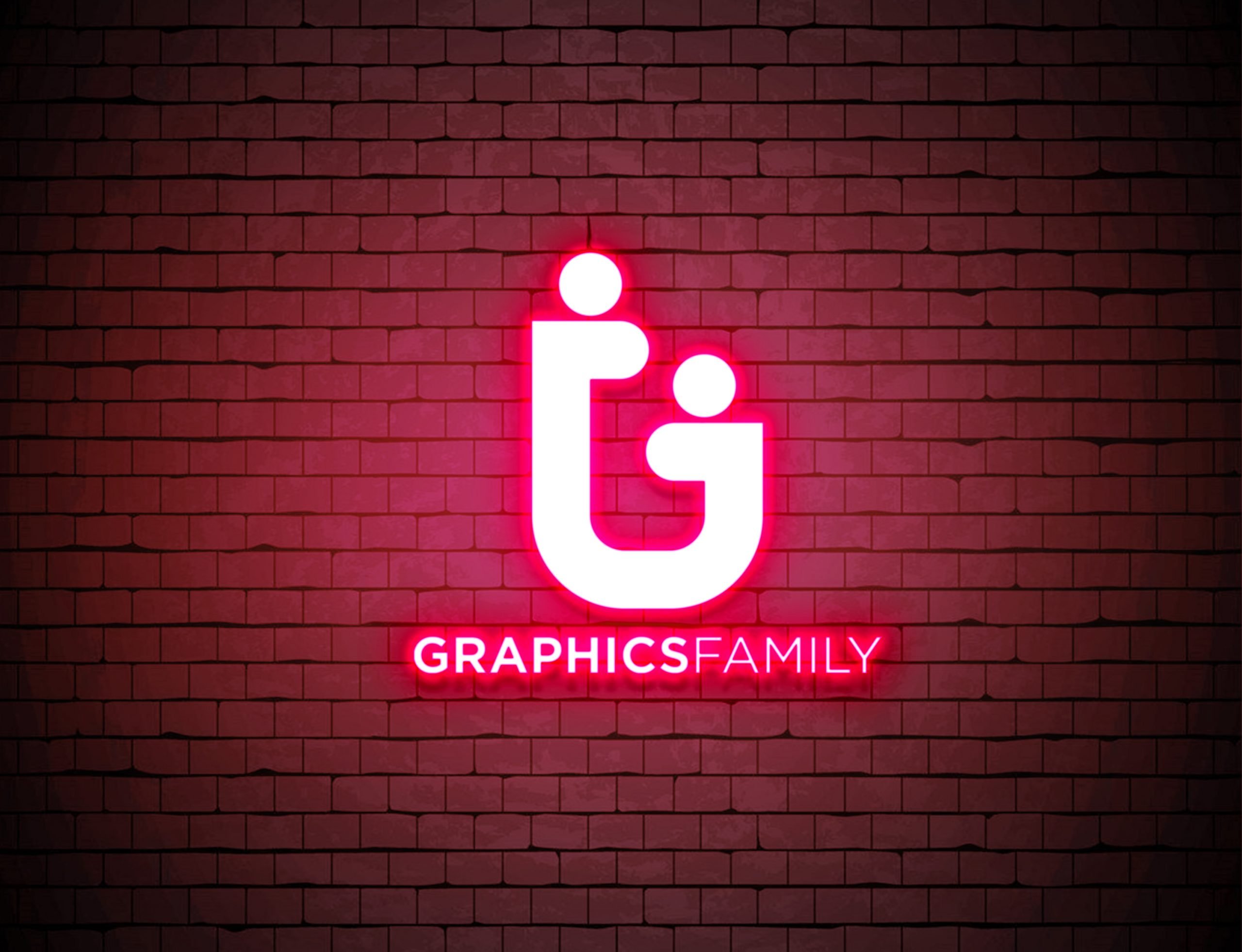 Free PSD Neon Lights Logo MockUp - GraphicsFamily