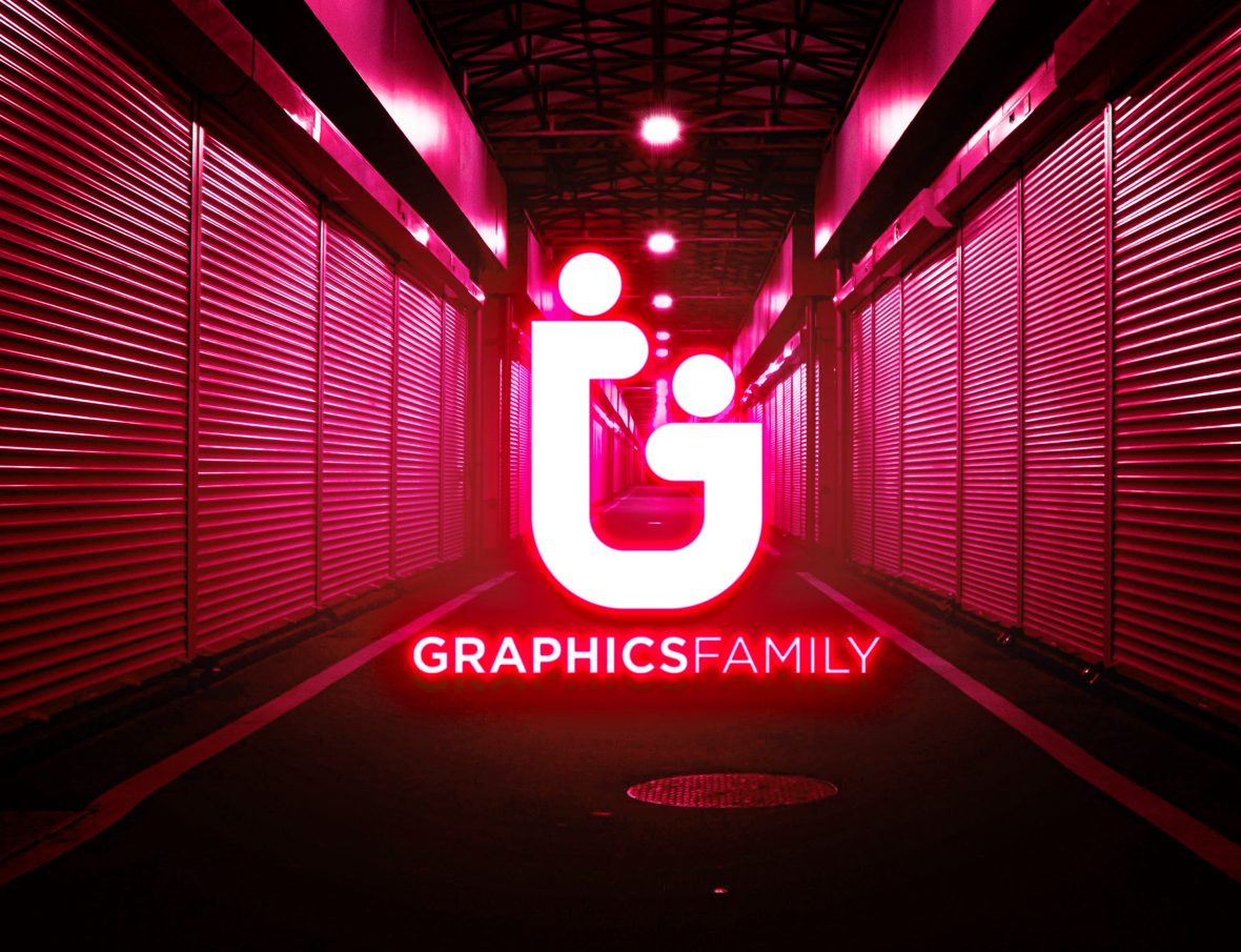 Download Free PSD Neon Lights Logo MockUp - GraphicsFamily