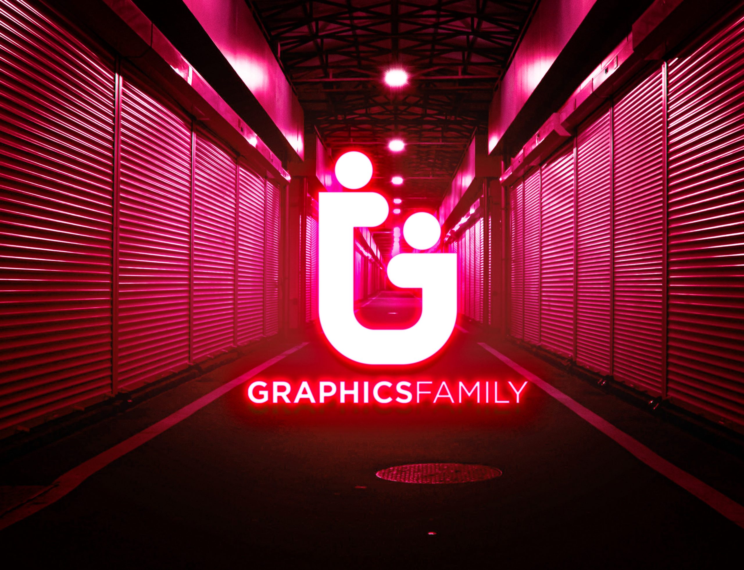 Download Free PSD Neon Lights Logo MockUp - GraphicsFamily