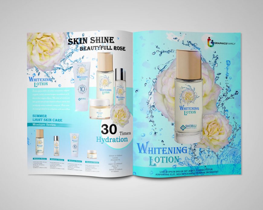 Skin Care Lotion Free PSD Bi Fold Brochure Template