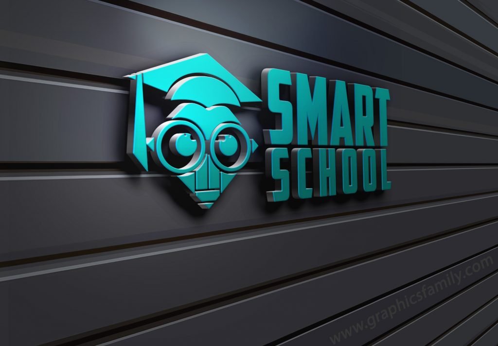 Smart-School-3D-Wall-Logo-MockUp