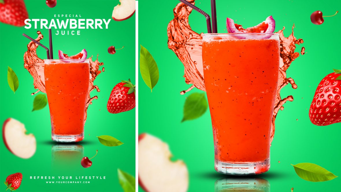 Strawberry juice poster design