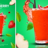 Strawberry juice poster design