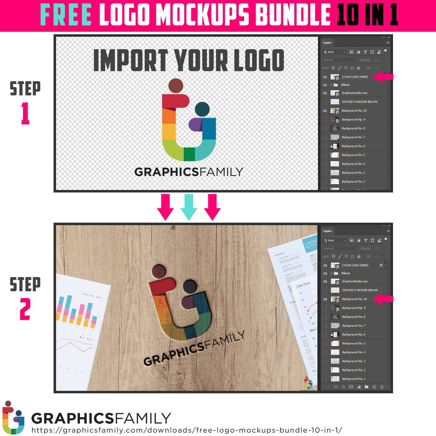 Free Logo MockUps Bundle 10 in 1 - GraphicsFamily