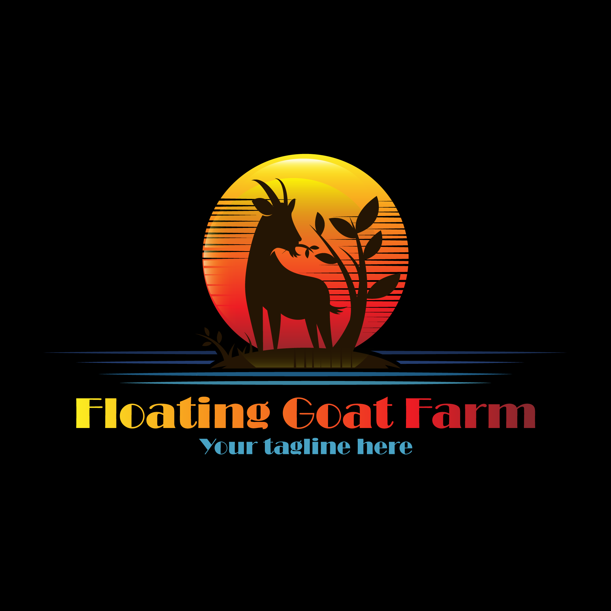 Badge of Goat Farm Logo in Line Style Graphic by gocreativestudio313 ·  Creative Fabrica