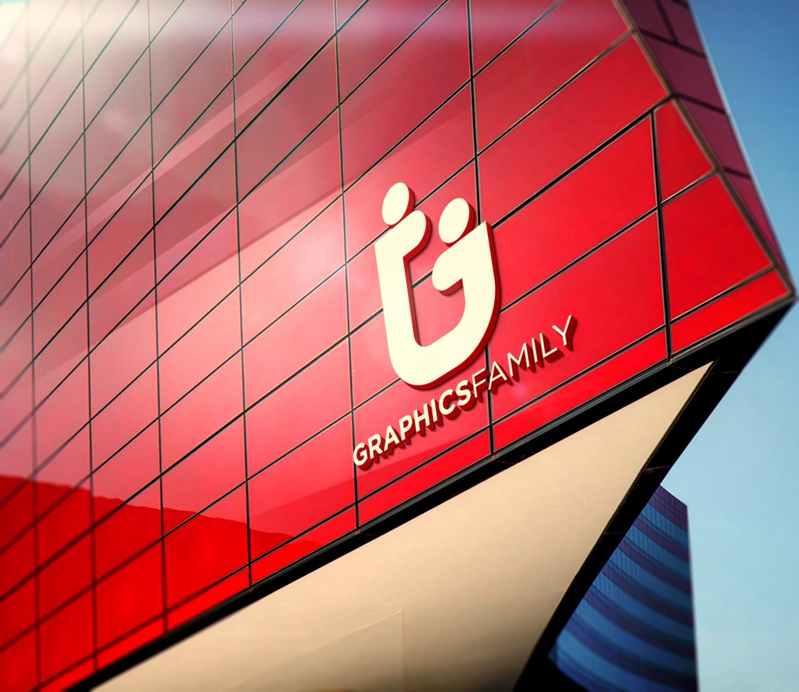 Download Free 3D Red Building Facade Logo Mockup - GraphicsFamily