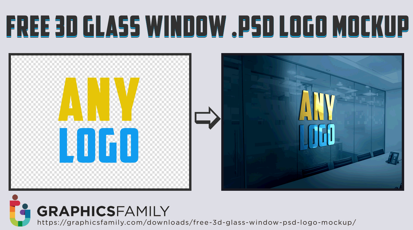 Free 3D Glass Window .PSD Logo MockUp