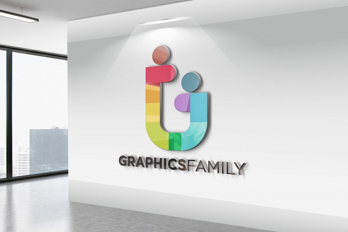 Free Realistic 3D Wall Logo MockUp – GraphicsFamily