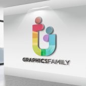 Realistic 3D Wall Logo MockUp