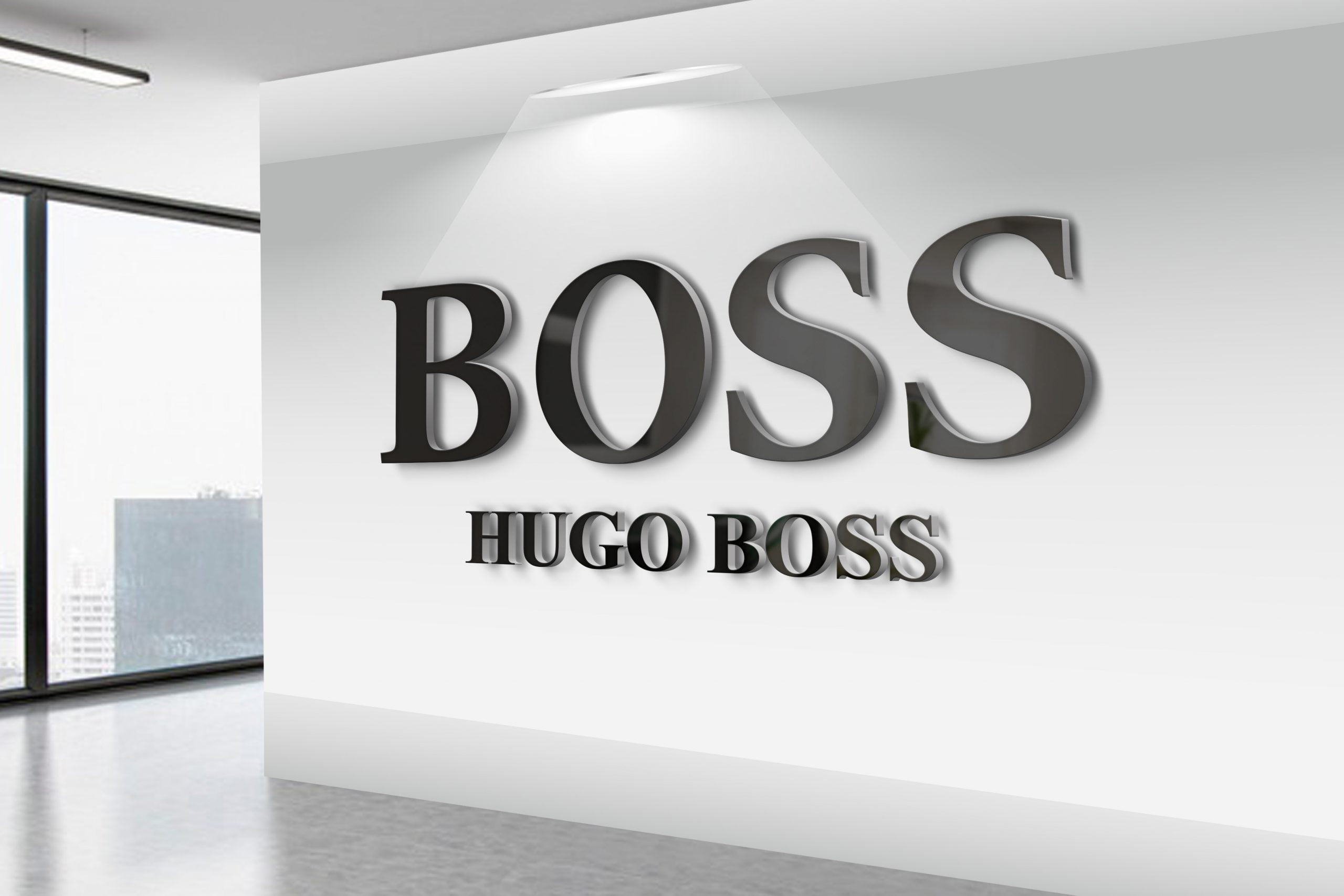 Hugo-Boss-3D-Wall-Logo-MockUp