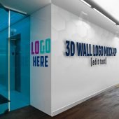 3D Wall Logo and Slogan Mockup