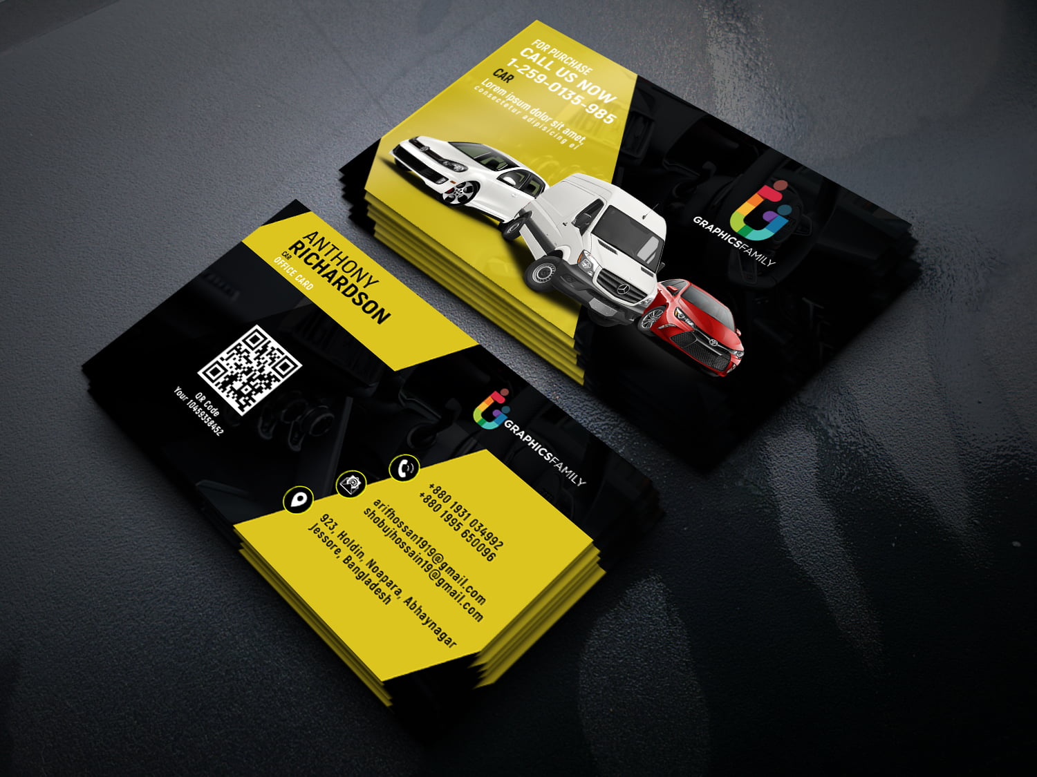 Stylish Automotive Business Card Design GraphicsFamily