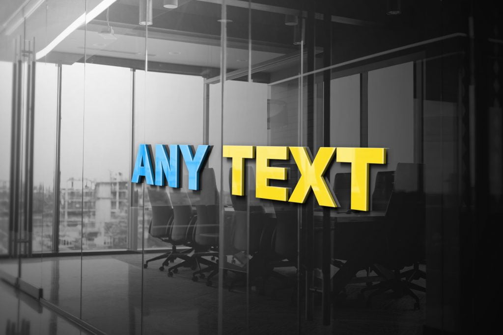 Any Text 3D Glass Logo Mockup
