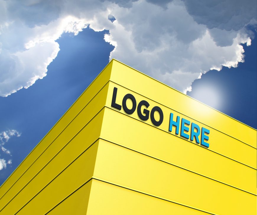Free 3D Building Logo Mockup