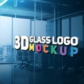 3D Glass Logo Mockup