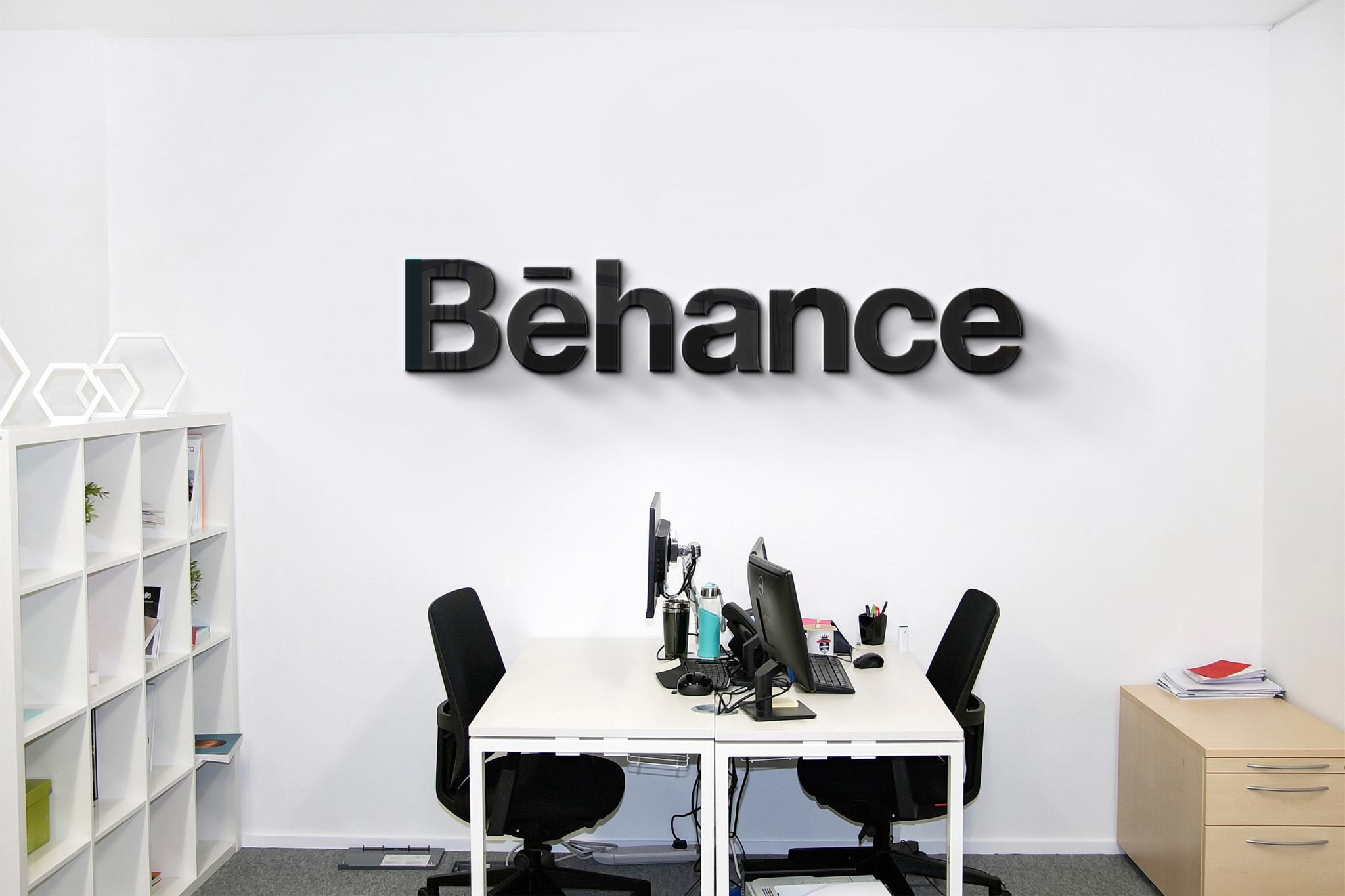 IT Company Office Wall Logo Mockup GraphicsFamily