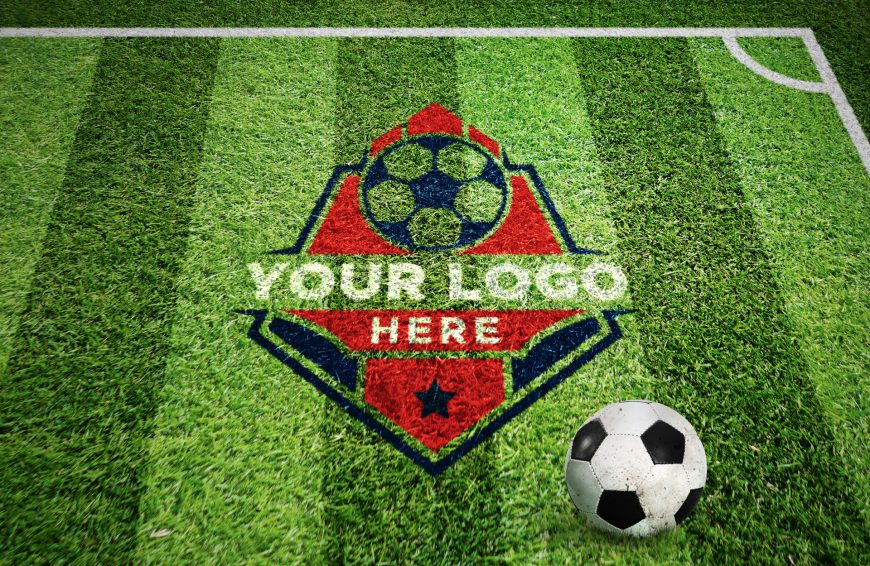 Free Football Field Grass Photoshop Logo Mockup