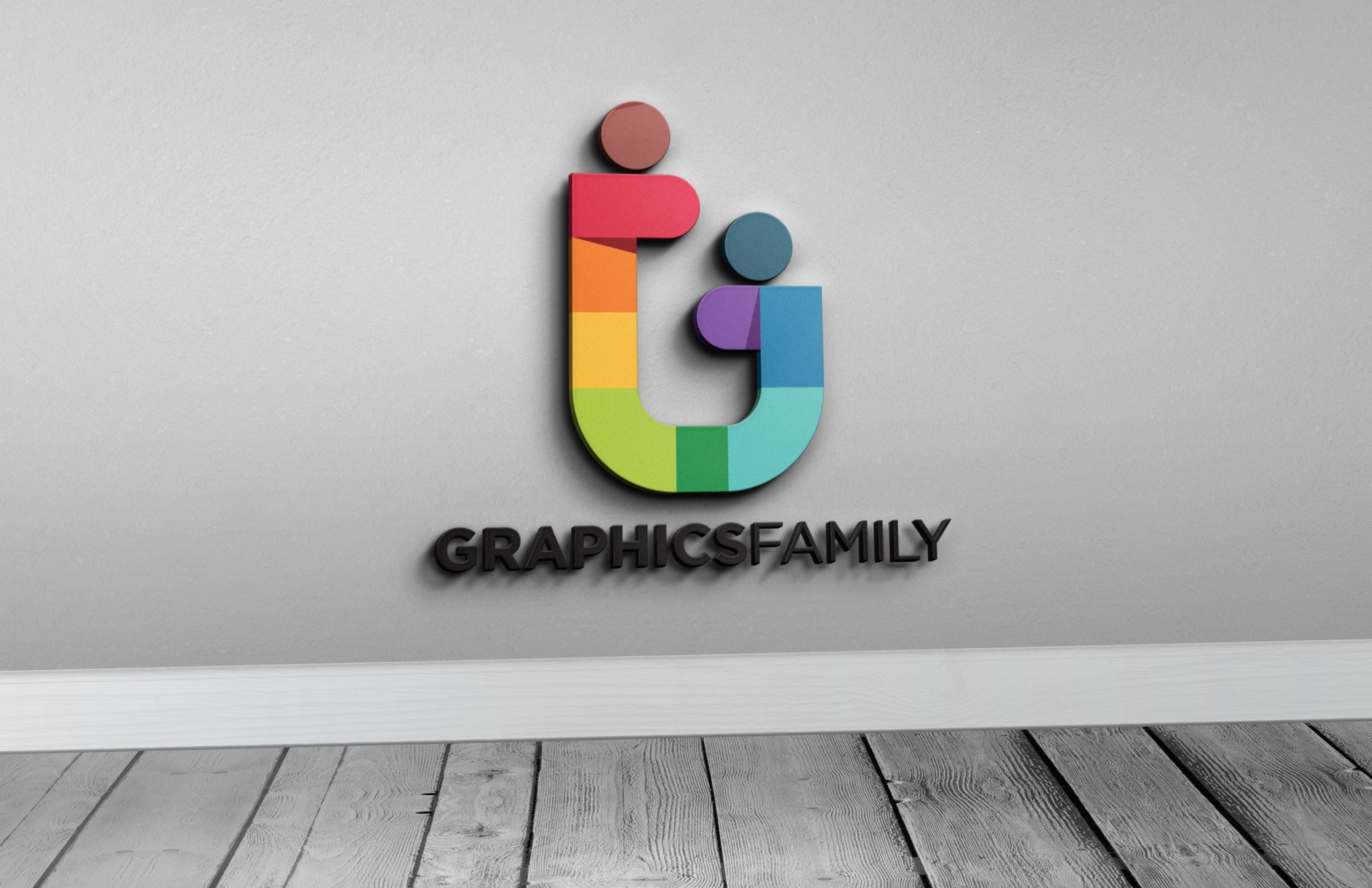 GraphicsFamily-3D-Free-Photoshop-Logo-Mockup