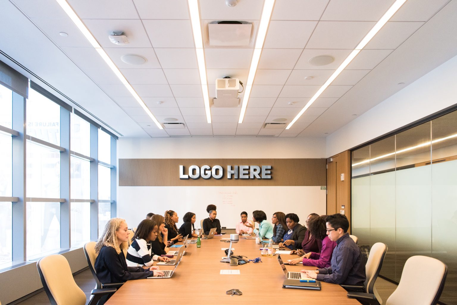 Download Board Meeting Room Logo Mockup - GraphicsFamily