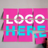 Free Sticky Notes Logo Mockup