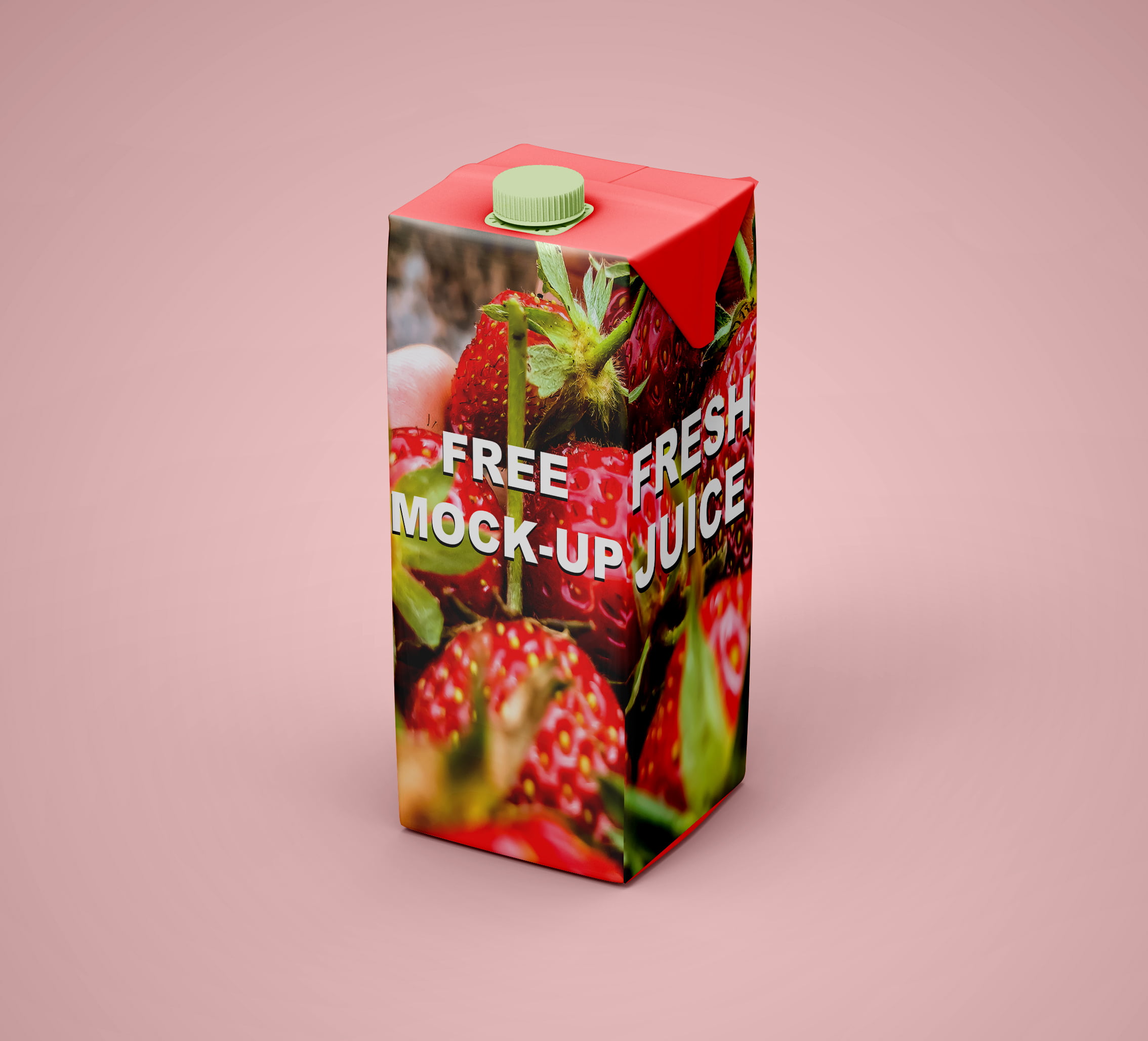 Strawberries Free Paper Juice Box Mockup by GraphicsFamily