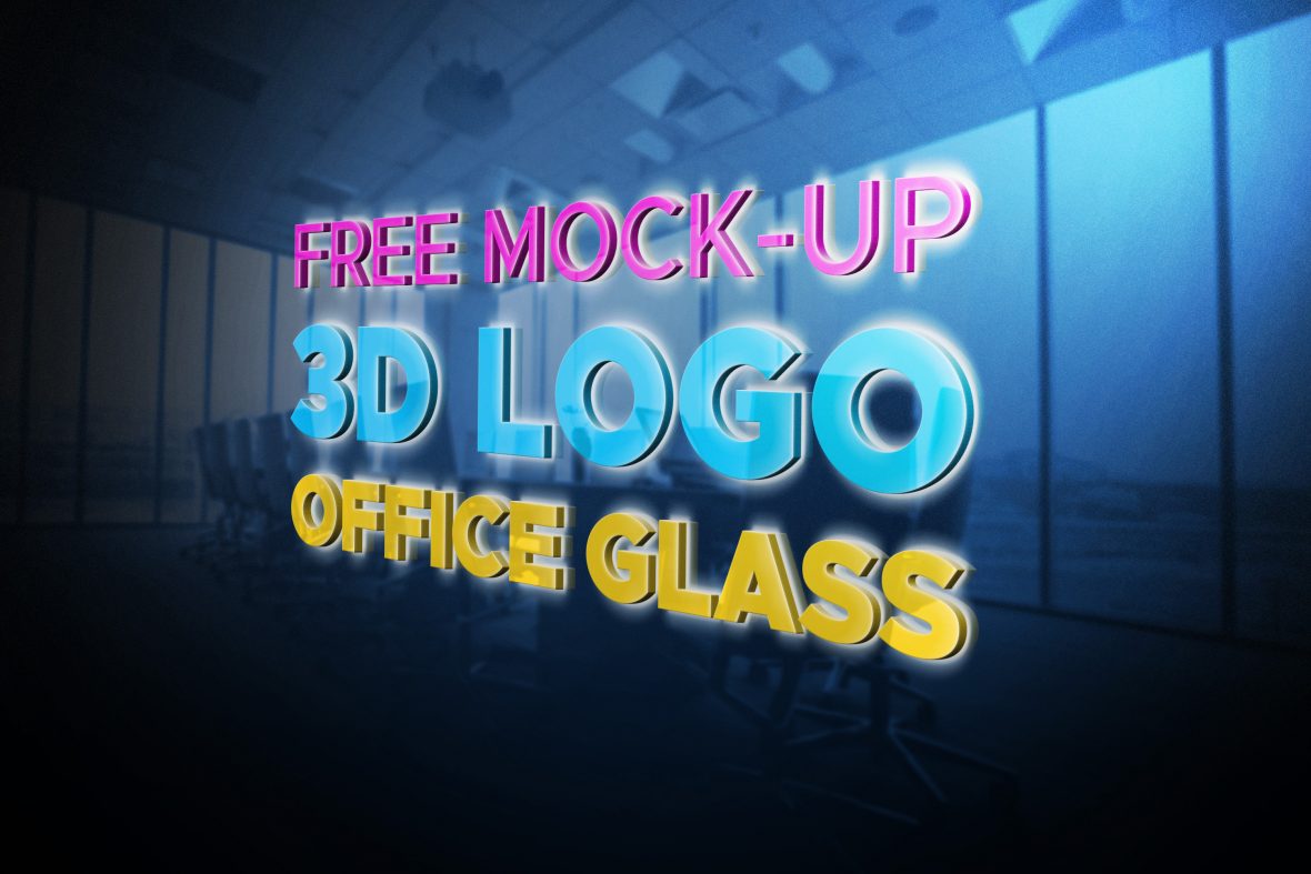 Free Logo Mockup Office Glass 3D by GraphicsFamily