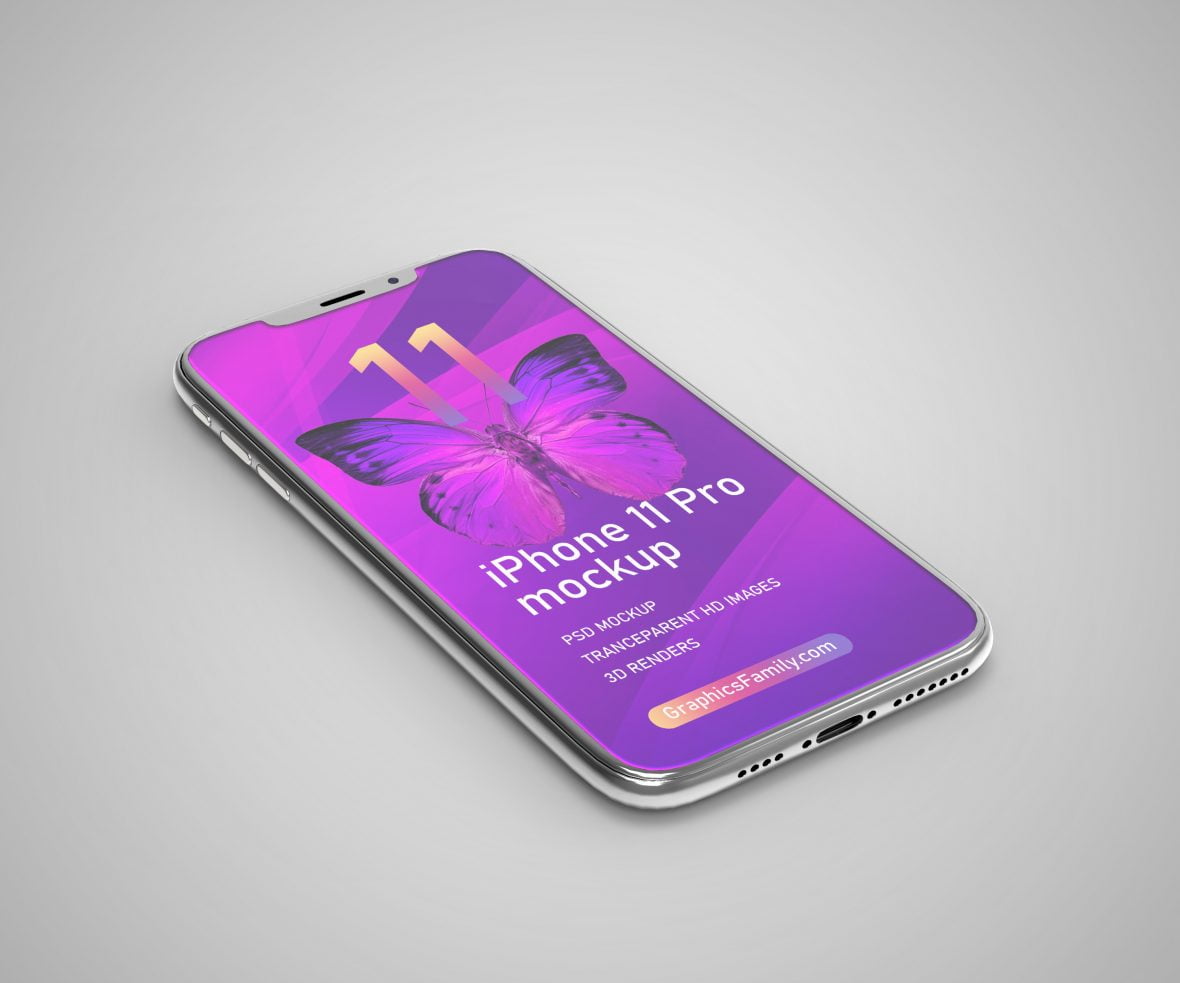 Free iPhone 11 Pro Phone Mockup by GraphicsFamily