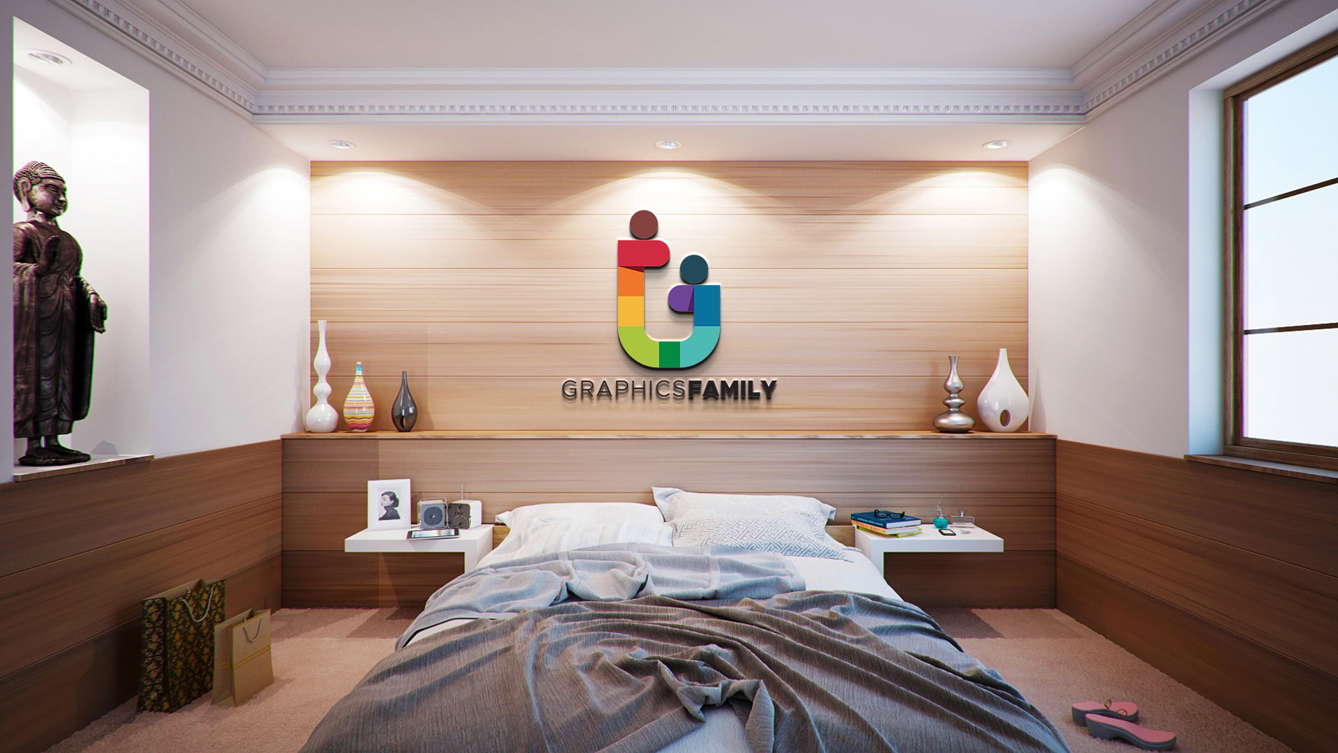 Free Bedroom Logo Mockup by GraphicsFamily
