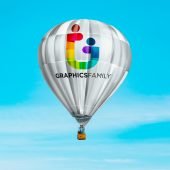 Free Hot Air Balloon Logo Mockup