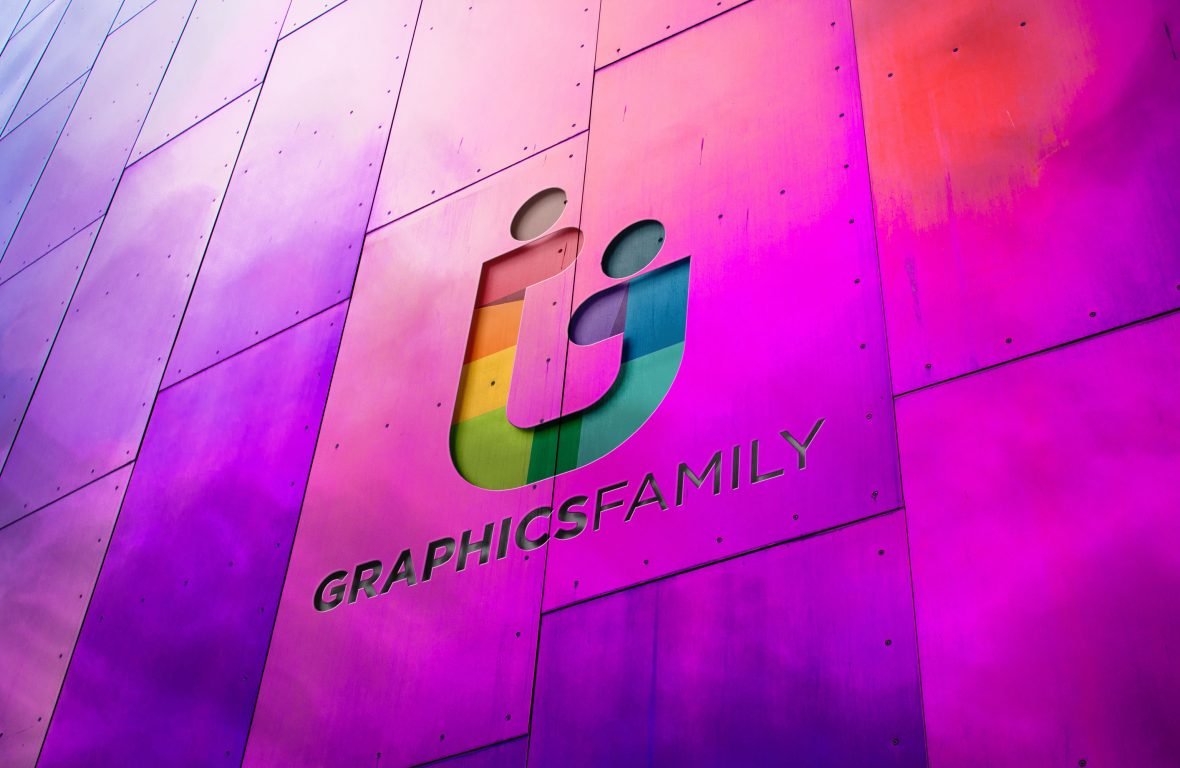 Metal Wall Logo Mockup Graphicfamily