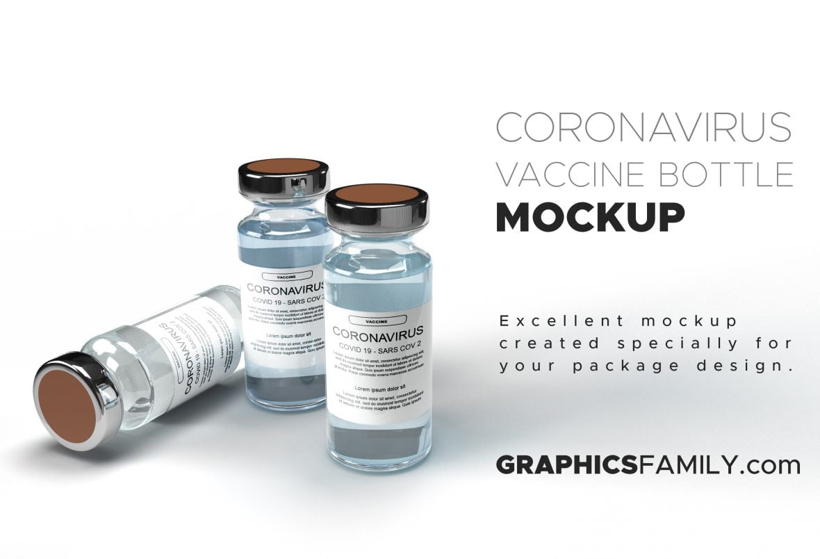 Free Coronavirus Vaccine Bottle Mockup