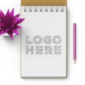 Free Dotted Sketchbook  Logo Mockup