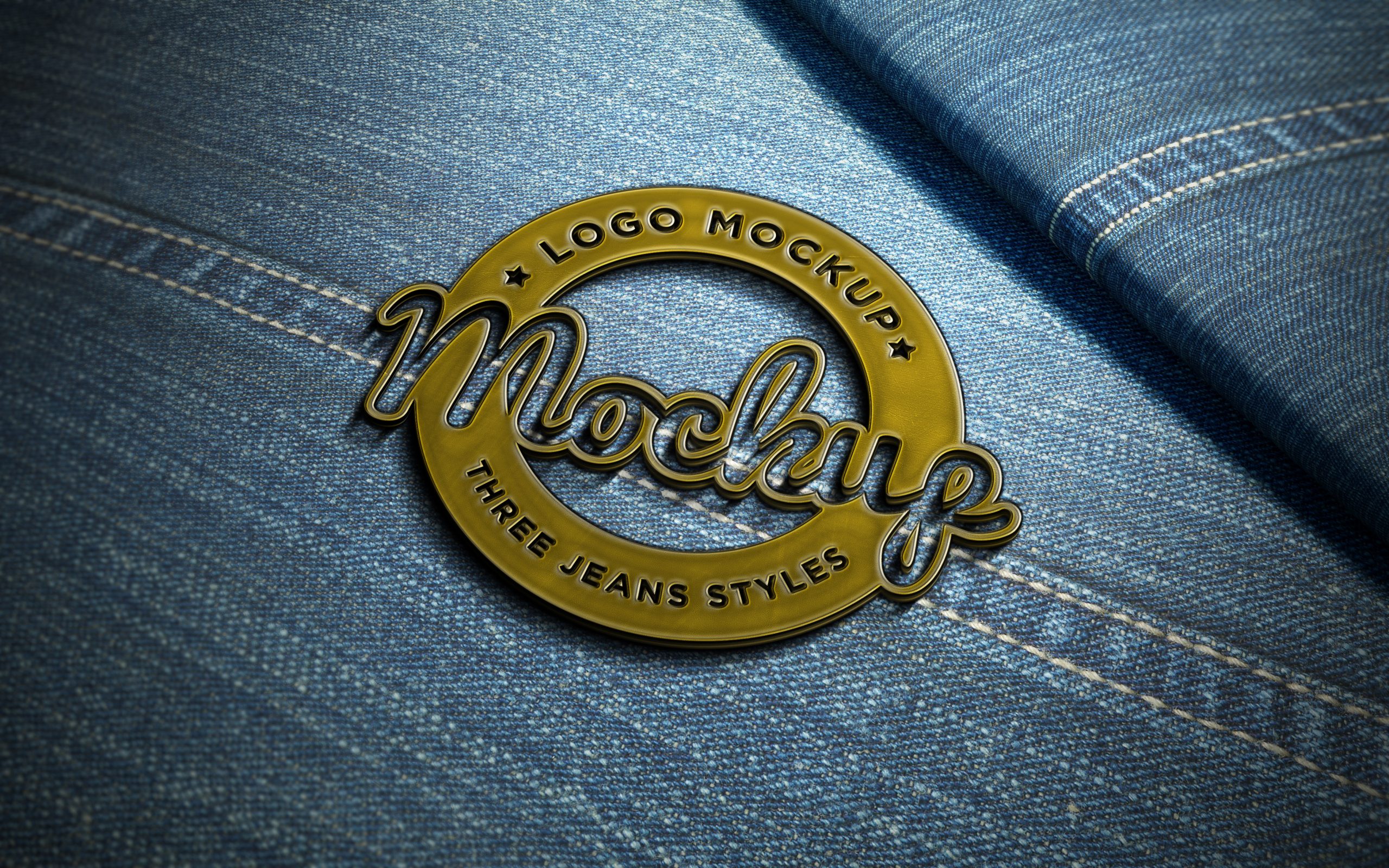 Download Metal Badge On Jeans Logo Mockup Graphicsfamily