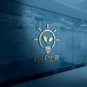 Eco Energy Light Bulb with Leaves Logo Design